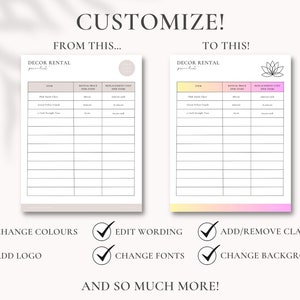 Event Decor Rental Document Bundle | Event Decor Rental Contract ...