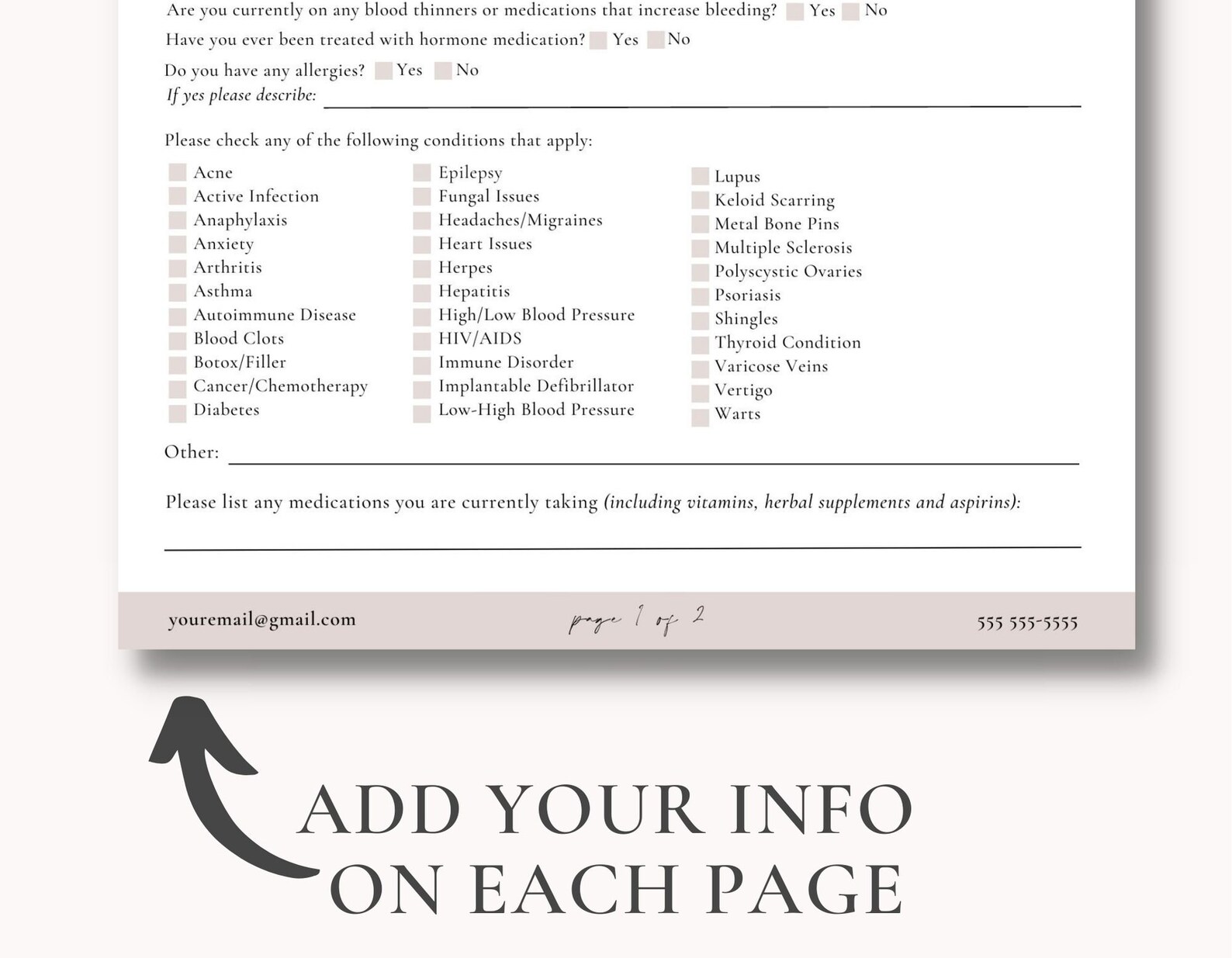 Microneedling Client Intake Form | Microneedling Intake Template ...