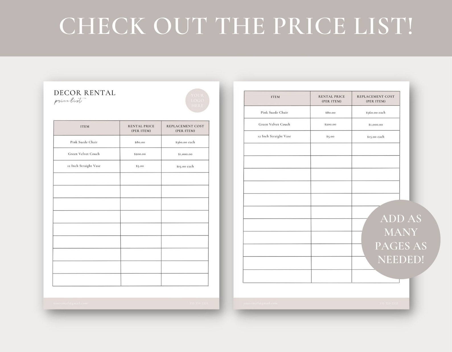 Event Decor Rental Document Bundle | Event Decor Rental Contract ...