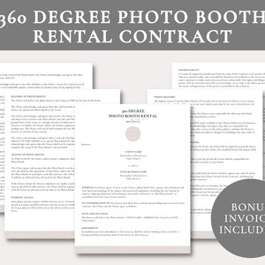 Photo Booth Rental Contract Template | Party Photo Booth Agreement | Instant Download | Customizable Photo Booth Rental Contract | Photo