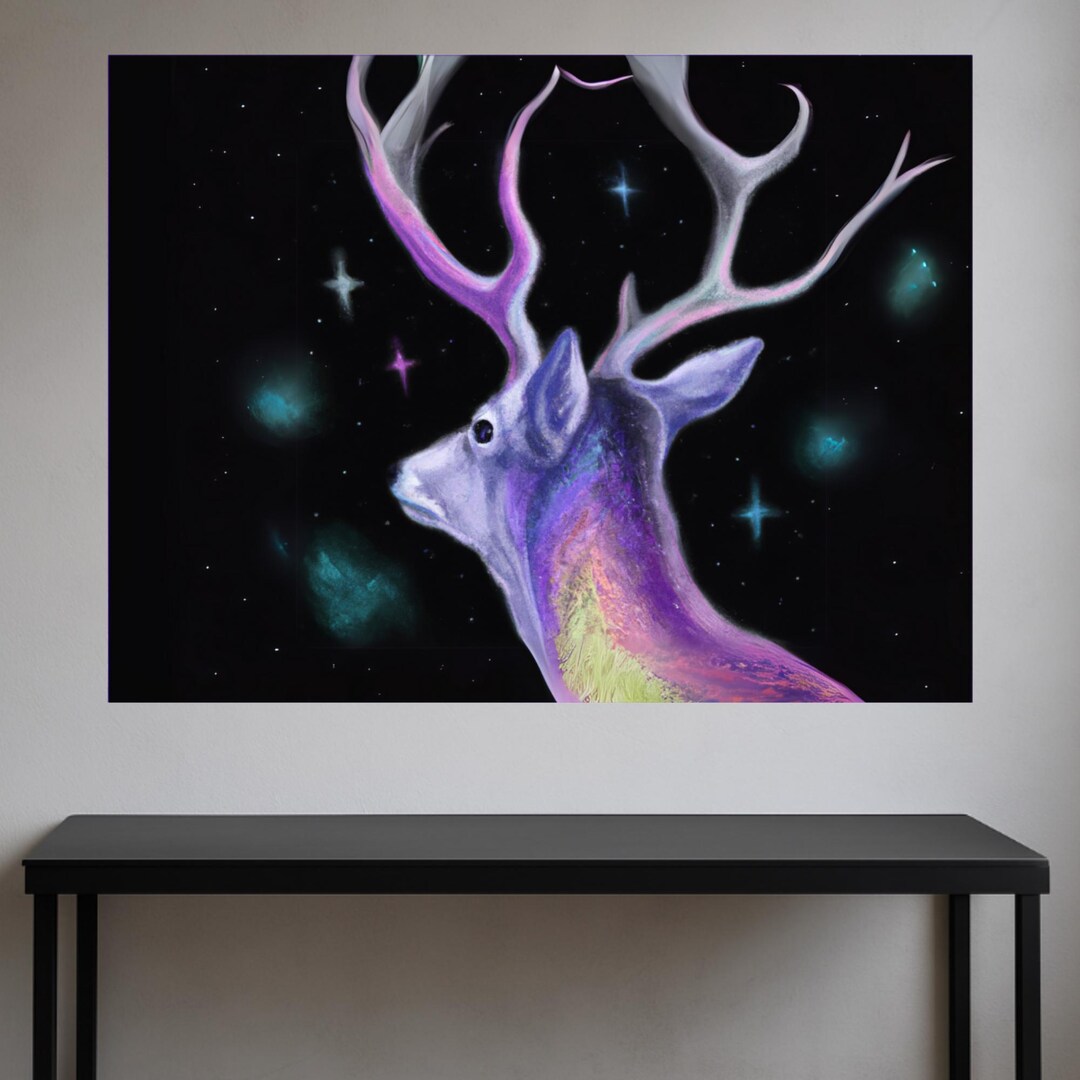 Celestial Stag Poster: Galaxy Animal Print - Fantasy Home Decor - Etsy