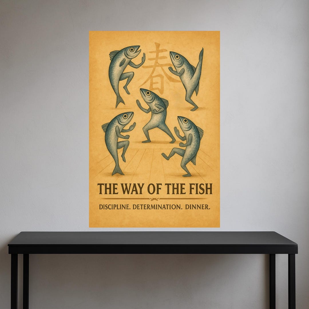 Karant Fish Funny Karate Fish Poster: Whimsical Martial Arts Print - Etsy