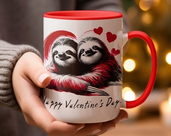 Sloth Valentine's Day Mug, Sloth Tote Bag, Sloth Sweatshirt, Shirt, Hoodie, Custom Present For Sloth Lover