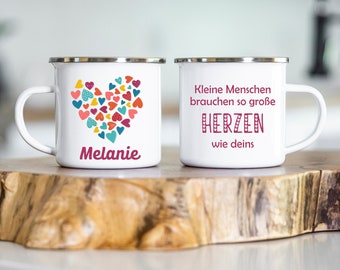 Erzieherin Tasse, Geschenk für Erzieherin, Kindergarten Abschiedgeschenk, Geschenk für Lehrerin, personalisierte Tasse, Erzieherin mit Herz