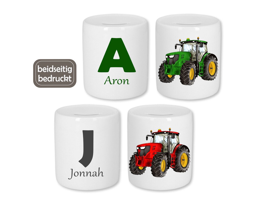 Money Box Tractor Money Box With Name Enrollment Gift Etsy