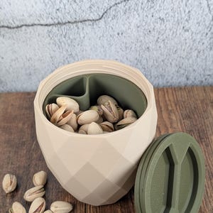 3D gedruckter Pistazienbecher mit Muschelhalter: Tragbarer Snackbehälter, niedliches Weihnachtsgeschenk