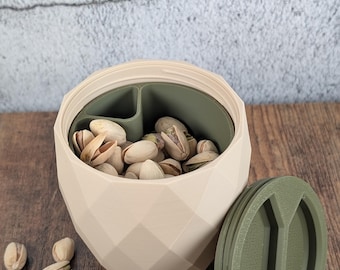 3D Printed Pistachio Cup with Shell Holder: Portable Snack Container, Cute Christmas Gift