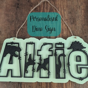 Personalised Dinosaur Name Sign for Kids – Custom Dino Letters, Dino Door Sign Wall Art, Children’s Bedroom Decor, Dinosaur Decor for Kids