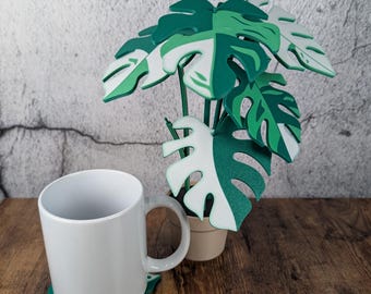 3D Printed Monstera Leaf Coasters: Functional Plant Decor, Plant Lover Gift, Stocking Stuffer