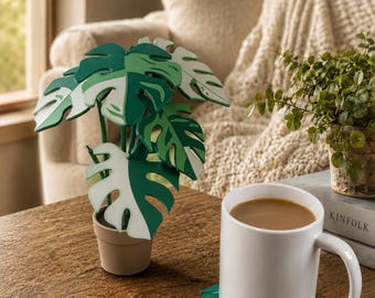 3D Printed Monstera Leaf Coasters: Functional Plant Decor, Plant Lover Gift, Stocking Stuffer