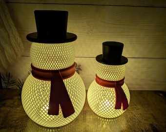 Portacandele a forma di pupazzo di neve con candela a LED, decorazione natalizia, ornamento da tavolo invernale