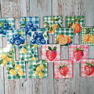 Aquarel fruitonderzetters set – boerderij keukendecor, citrusvruchten, rustieke onderzetters, housewarming cadeau-idee