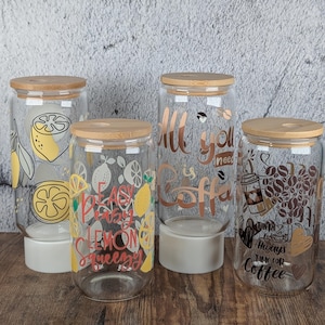 Glass Tumbler 480ml with Straw, Summer Iced Cup, Reusable Coffee Glass, Lemon Themed Glass Cup, Gift for Her, Aesthetic Drinkware
