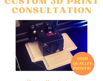 May include: Close-up of a 3D printer in operation, printing a white object with a textured surface. The printer is black and has a red nozzle. The text "HIGH QUALITY PRINTS!" is visible in a yellow circle. The text "@PhoenyxManufacturing" is visible below the image.