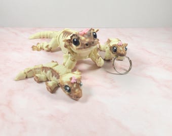 Articulated Richard Crested Gecko Figure | 3D Printed Desk Toy, Fidget Companion, Keychain Option