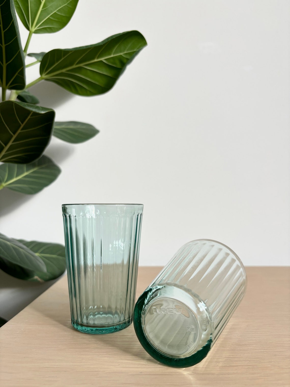 Ikea Glasses Ribbed Smoky Green Glasses Ikea Ribbed Glasses Etsy