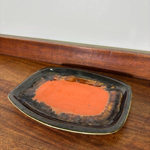 ceramic drip glaze plate orange/brown