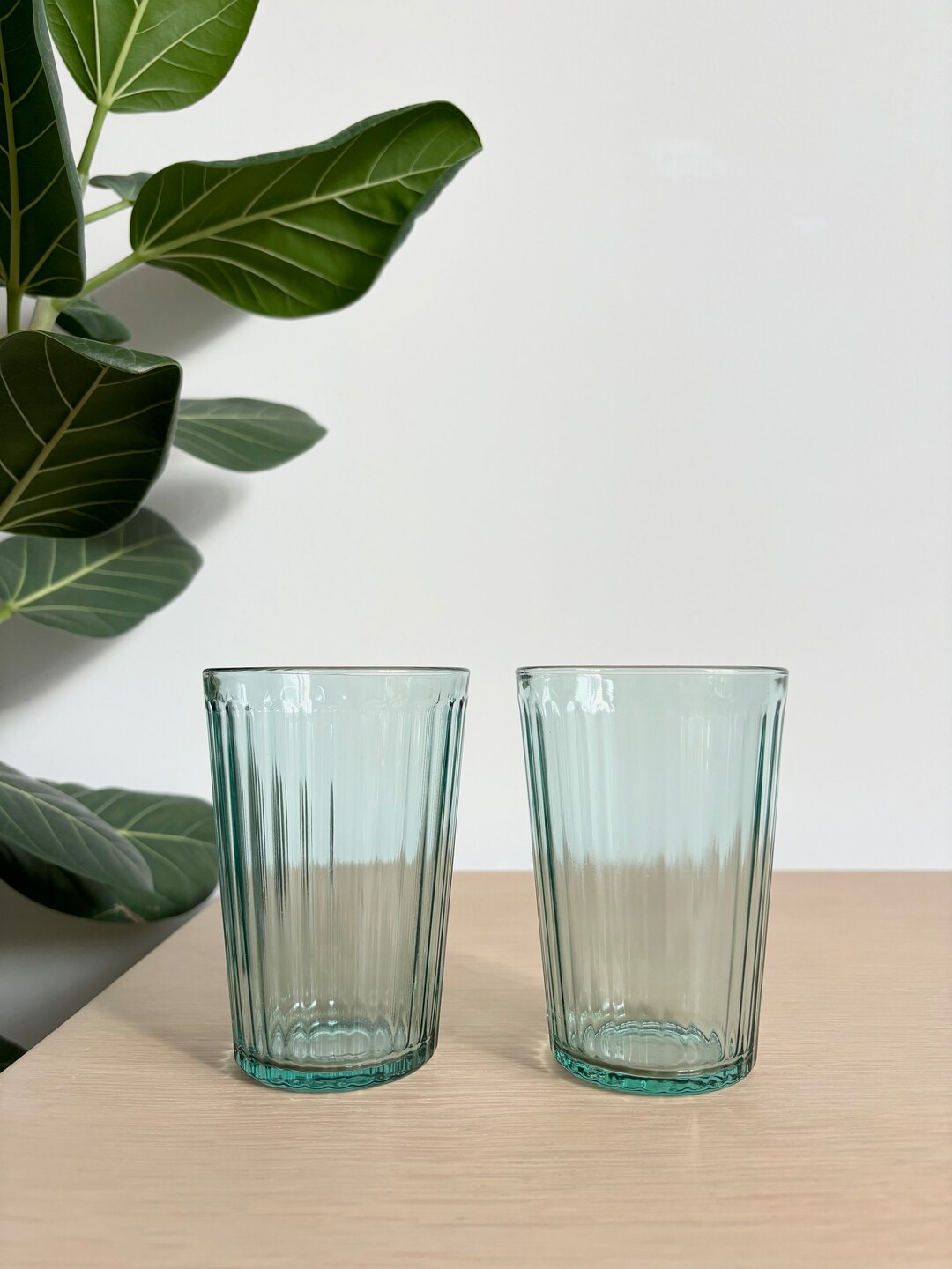 Ikea Glasses Ribbed Smoky Green Glasses Ikea Ribbed Glasses Etsy