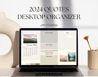 Motivational Quotes Computer Wallpaper with organizer and 2024 Calendar for Mac, Windows