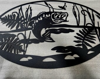 Arte de pared de metal de pesca