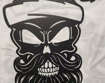 Arte de pared de metal con calavera de Papá Noel