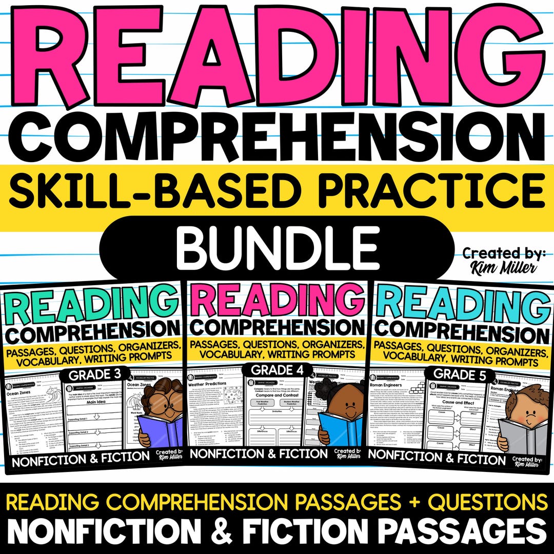 Reading Test Prep Passages and Comprehension Questions BUNDLE for 3rd ...