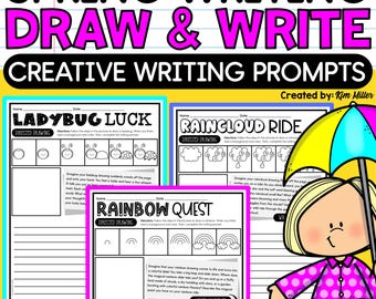 Spring Writing Prompts and Directed Drawing Worksheets for Kids | Draw and Write Creative Writing Center for Classroom, Teacher, Homeschool