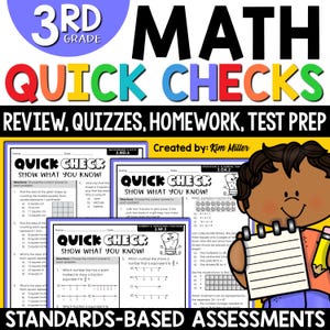 3rd Grade Math Worksheet, 3rd Grade Math Printable, Third Grade Math, 3rd Grade Assessments Homework Morning Work Test Prep Review Quizzes