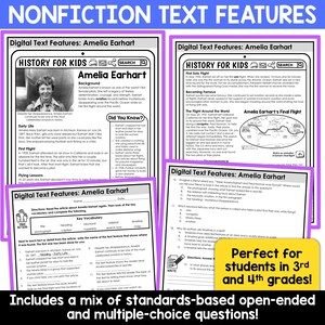 Nonfiction Text Features Worksheets, Informational Text, Reading Comprehension Passages Printables 3rd 4th 5th Grade Classroom Resources image 7