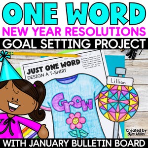 New Years 2026, One Word Resolution, New Year Goal Setting Activity, Writing Craft, Printables for Kids