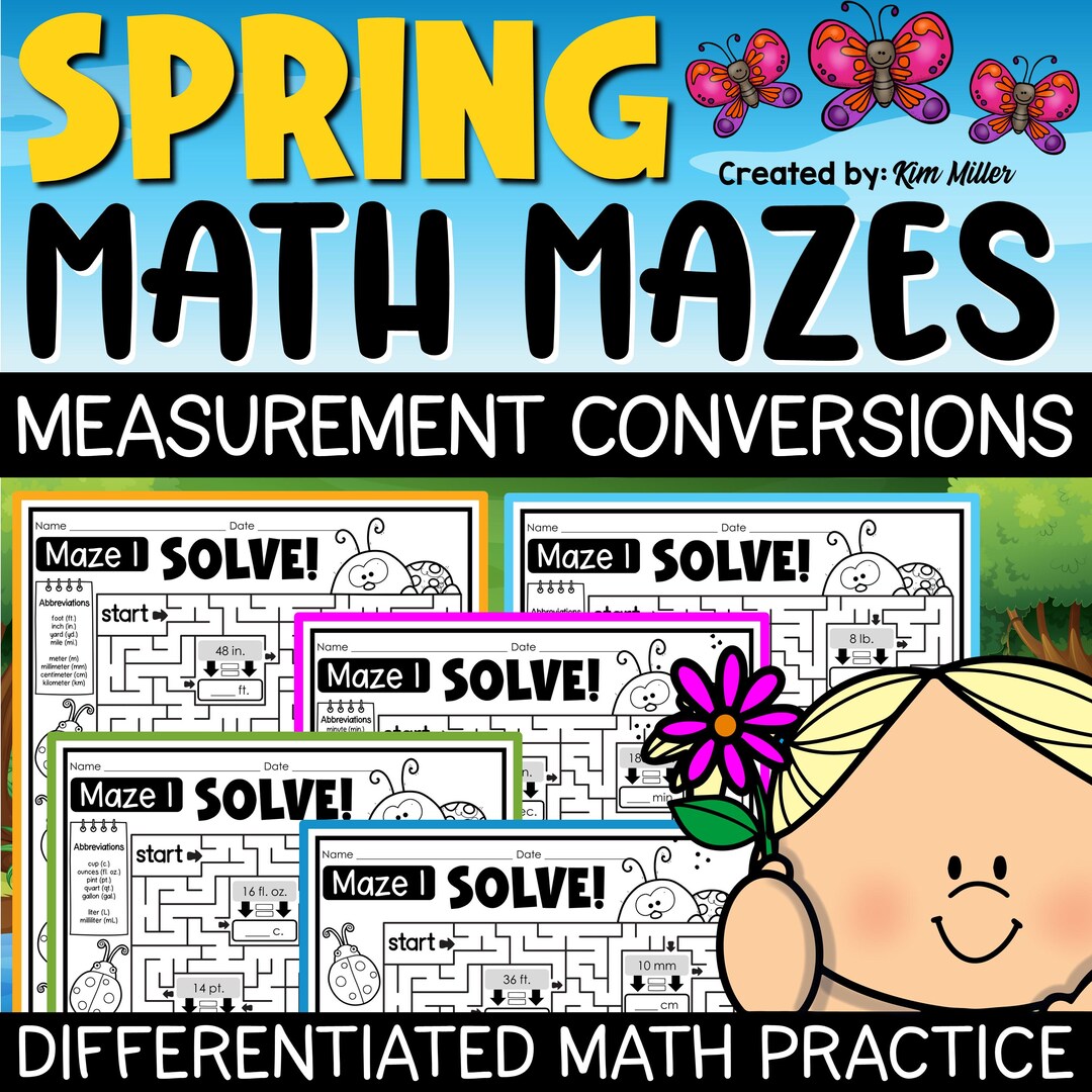 Measurement Conversion Math Mazes | Metric & Customary Worksheets for ...