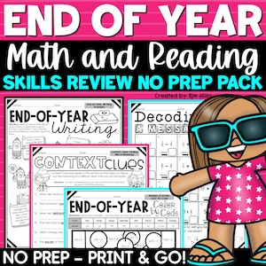 End of the Year Activities Reading Math Worksheets 4th 5th Grade Last Week of School Activities End of School Year Instant Digital Download