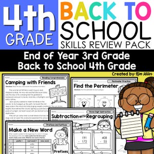 Back to School Activities for Teachers 4th Grade | First Week of School Activities 4th Grade Reading and Math | Back to School Printables
