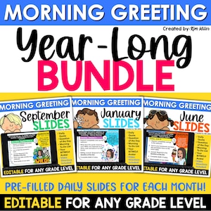 Morning Slides for Teachers Template, Morning Meeting Slides, Daily Agenda Slides, Classroom Slides Template, Morning Greeting for Classroom