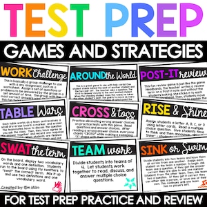 Test Taking Strategies & Motivational Games | Classroom Test Prep Activities for State Testing | Fun Review for End of Grade Tests
