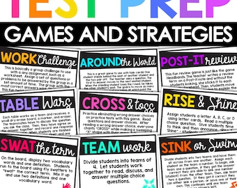 Test Taking Strategies & Motivational Games | Classroom Test Prep Activities for State Testing | Fun Review for End of Grade Tests