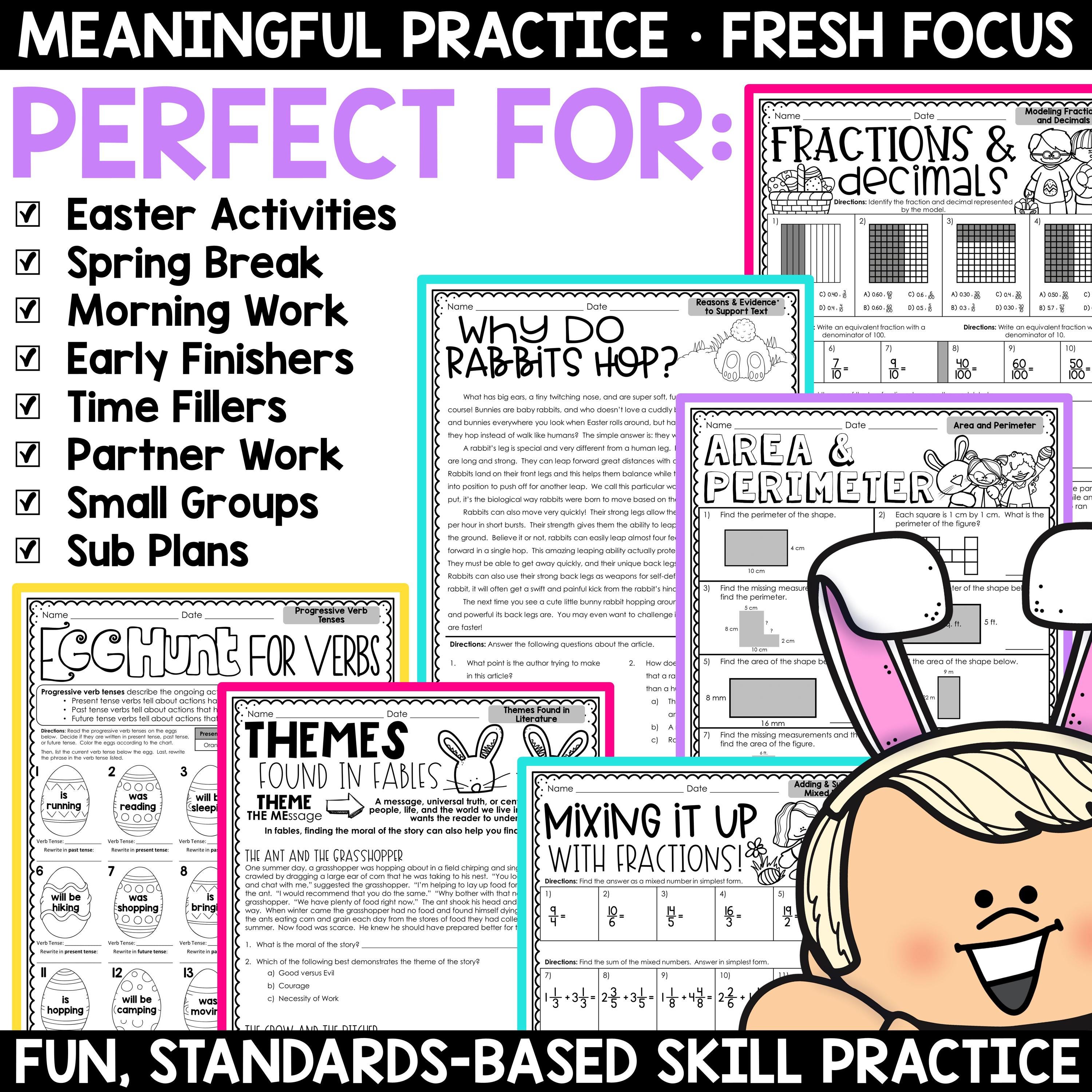 Easter Activities Math Reading Writing Worksheets Printables, No Prep ...