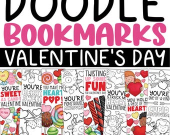 Valentine's Day Bookmarks for Kids to Color, Valentines from Teacher to Students Printable, Valentines Classroom Gifts, Instant Download