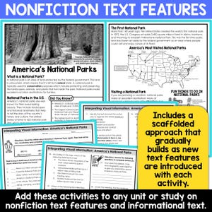 Nonfiction Text Features Worksheets, Informational Text, Reading Comprehension Passages Printables 3rd 4th 5th Grade Classroom Resources image 8