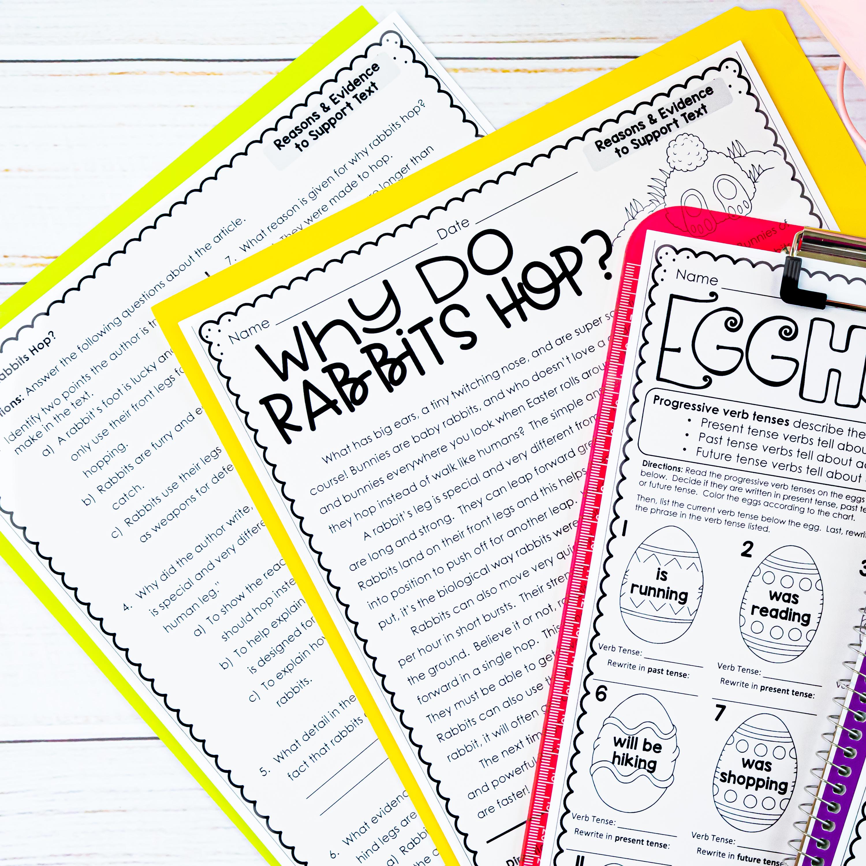 Easter Activities Math Reading Writing Worksheets Printables, No Prep ...