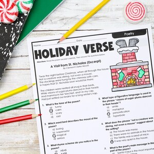 Fichas de lectura navideñas para 4.º y 5.º grado / Paquete imprimible listo para usar / Educación en casa navideña, descarga instantánea imagen 10