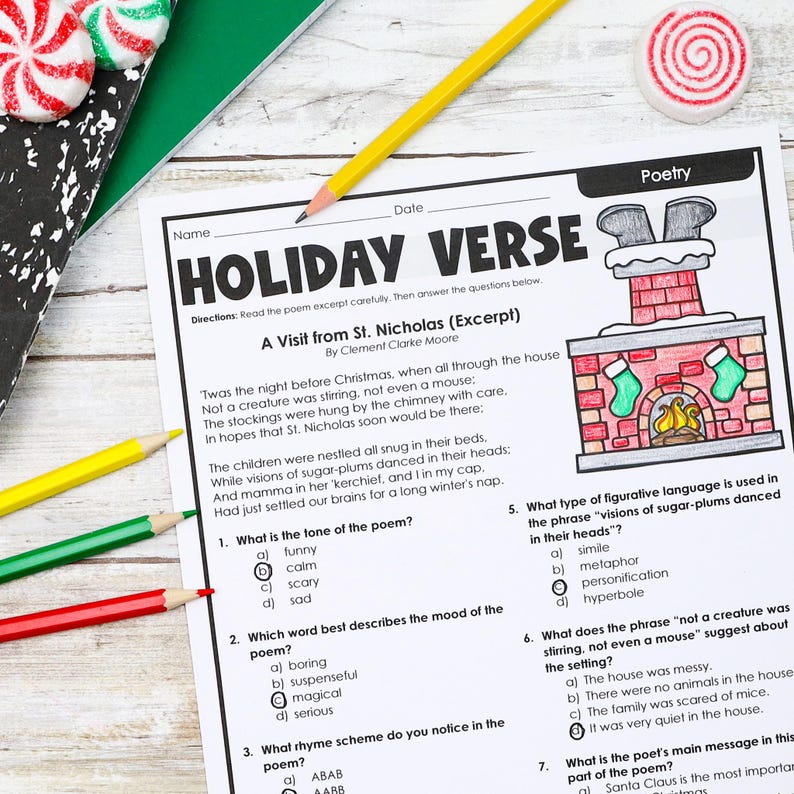 Fichas de lectura navideñas para 4.º y 5.º grado / Paquete imprimible listo para usar / Educación en casa navideña, descarga instantánea imagen 10