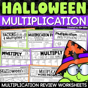 Halloween Activities Multiplication Practice Sheets Fall Math Worksheets Printables 4th 5th Grade Teacher Homeschool Instant Download
