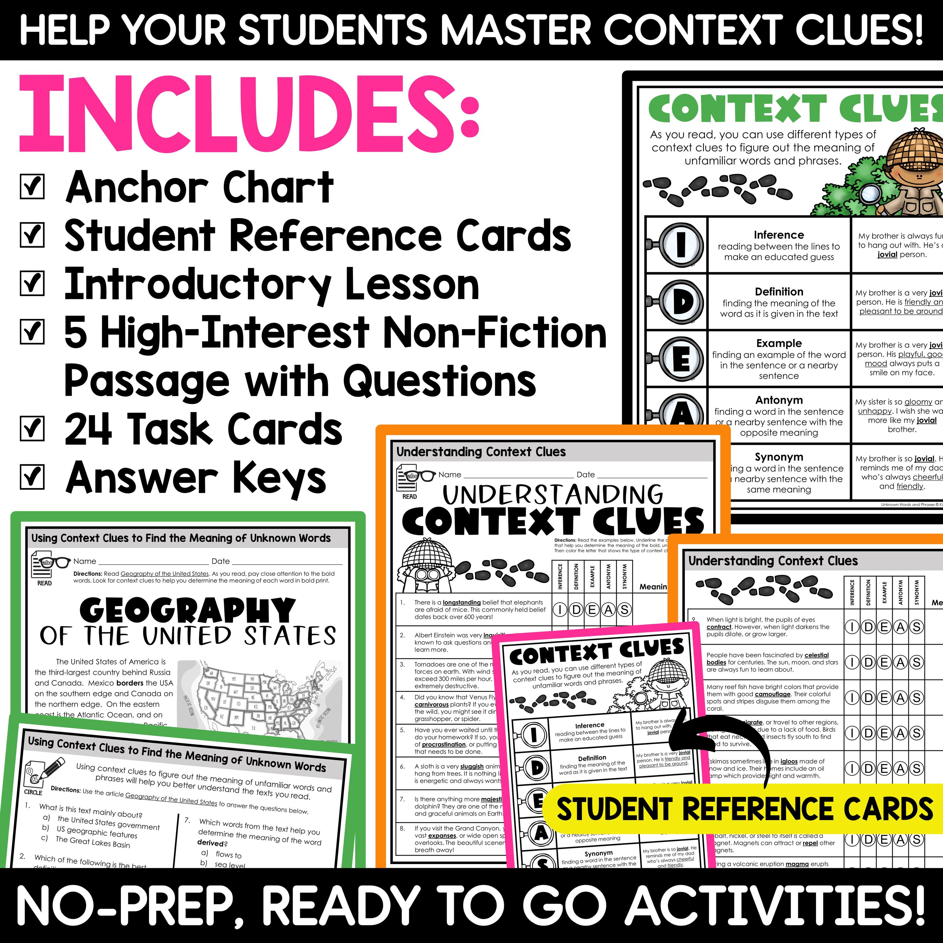 Context Clues Anchor Chart, Vocabulary Worksheets, Reading ...