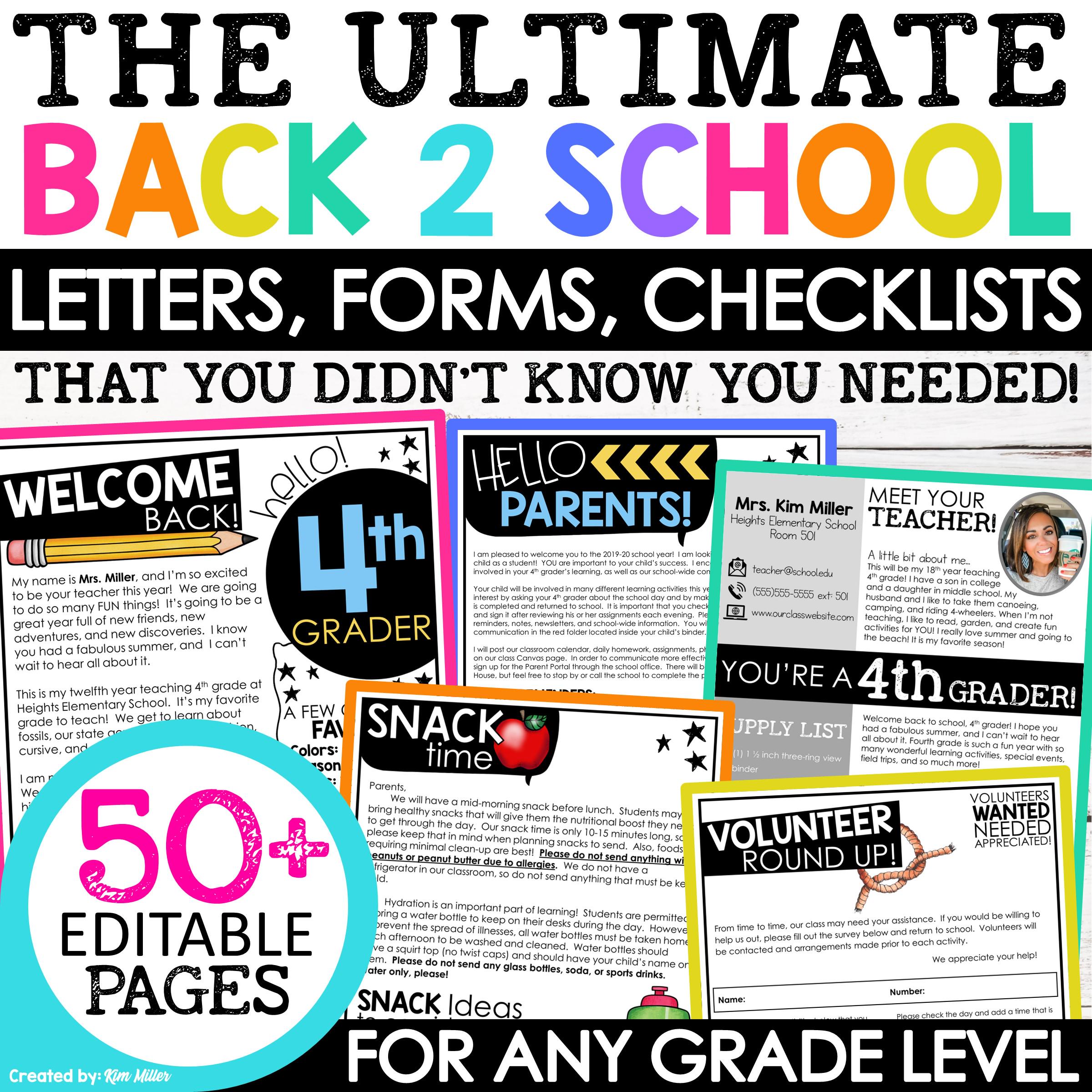 Welcome Back to School Letters and Forms Meet the Teacher Template EDITABLE | Back to School Letter from Teacher | Back to School Printables