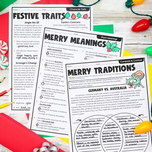 Fichas de lectura navideñas para 4.º y 5.º grado / Paquete imprimible listo para usar / Educación en casa navideña, descarga instantánea imagen 11