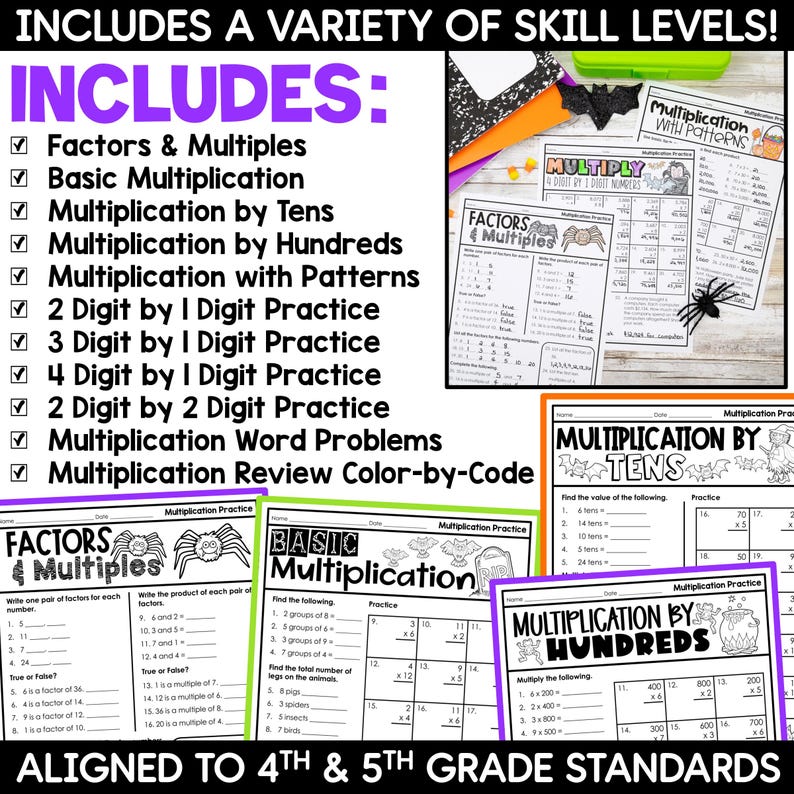 Halloween Activities Multiplication Practice Sheets Fall Math ...