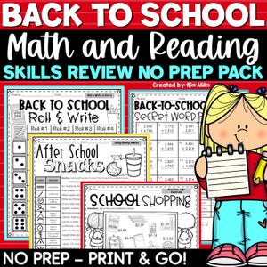 4th 5th Grade Back to School Worksheets, First Day First Week of School Reading Math Printables, Welcome Back to School Printable Workbook