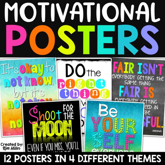 Motivational Growth Mindset Posters for Classroom Teachers, Inspiring Educational Wall Art, Positive Classroom Posters, Inspirational Quotes