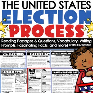 2024 Präsidentschaftswahltag für Kinder Aktivitäten Arbeitsblätter für die Abstimmung Wahl College Prozess US Regierungswahlen Sofort-Download